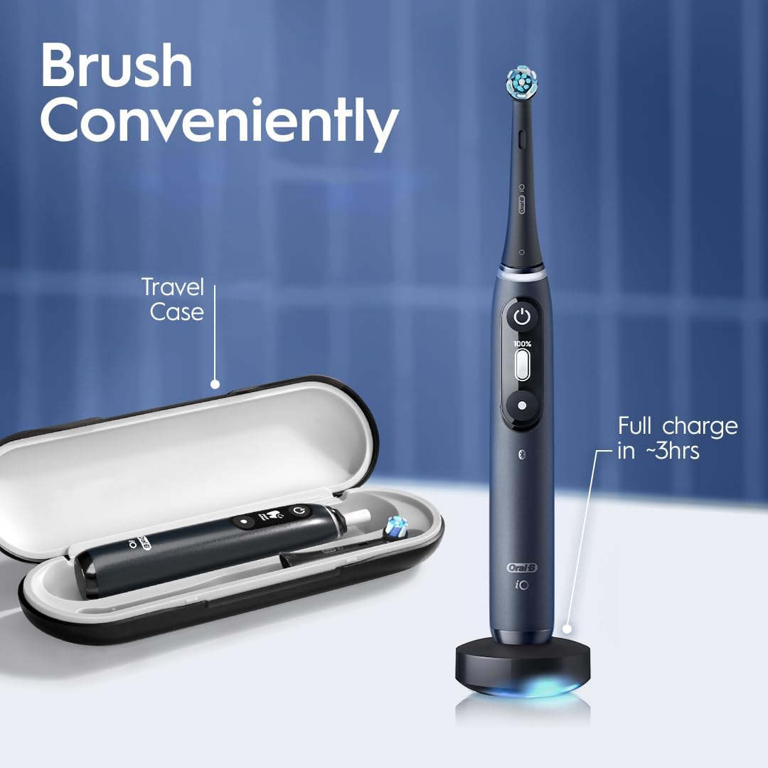 Oral-B iO Series 7 Electric Toothbrush with 2 Replacement Brush Heads, Black Onyx