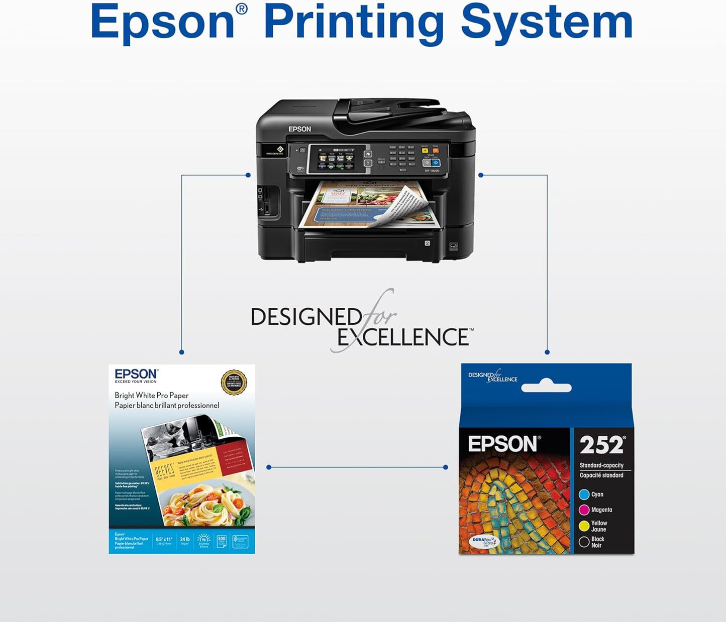 EPSON 252 DURABrite Ultra Ink Standard Capacity Black & Color Cartridge Combo Pack (T252120-BCS) Works with WorkForce WF-3620, WF-3640, WF-7110, WF-7610, WF-7620, WF-7710, WF-7720, WF-7210