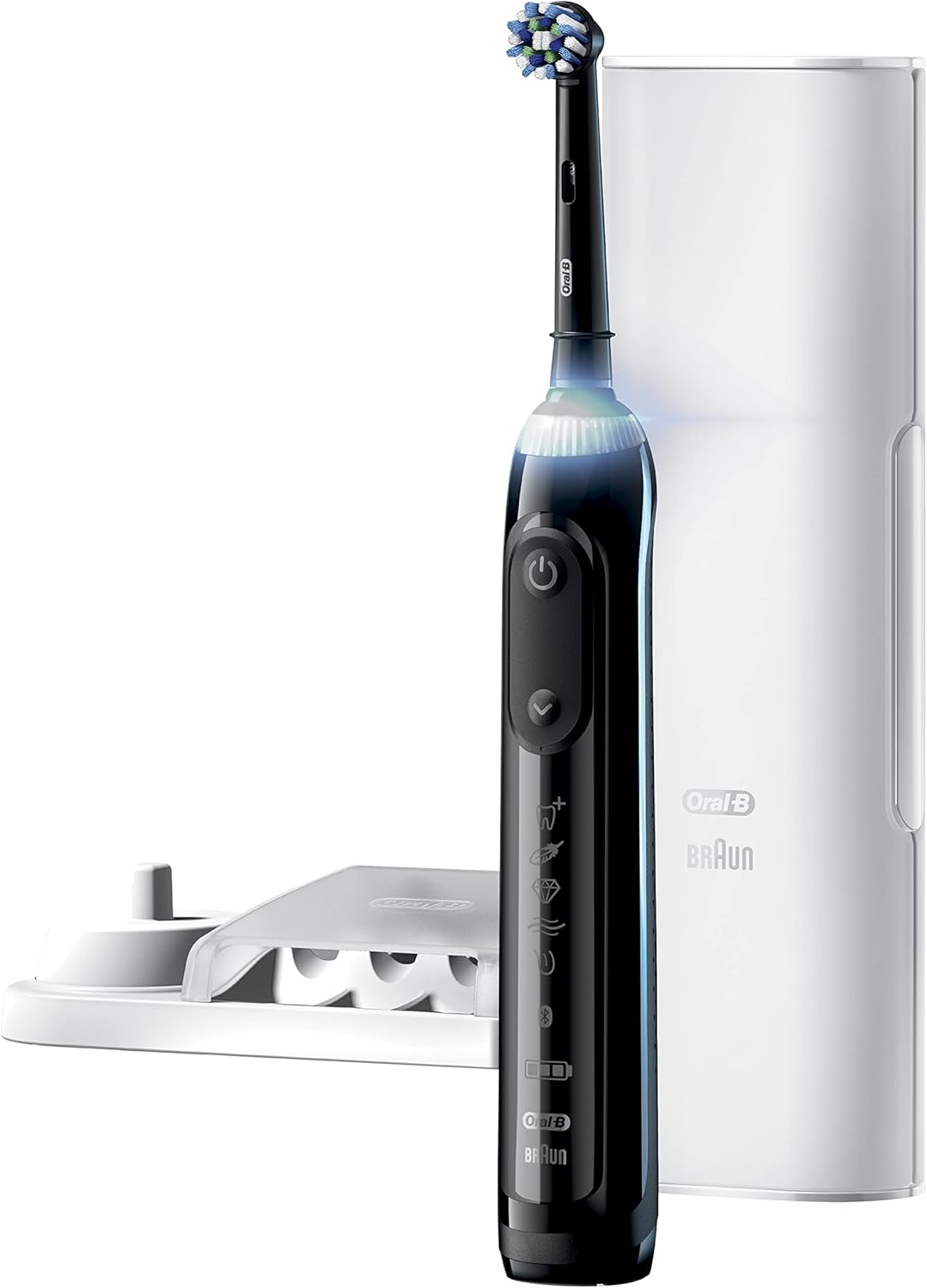 Oral-B iO Series 6 Rechargeable Electric Toothbrush with Visible Pressure Sensor to Protect Gums, 2 Minute Timer, 5 Cleaning Settings, 1 Replacement Toothbrush Head, and Travel Case, Grey Opal