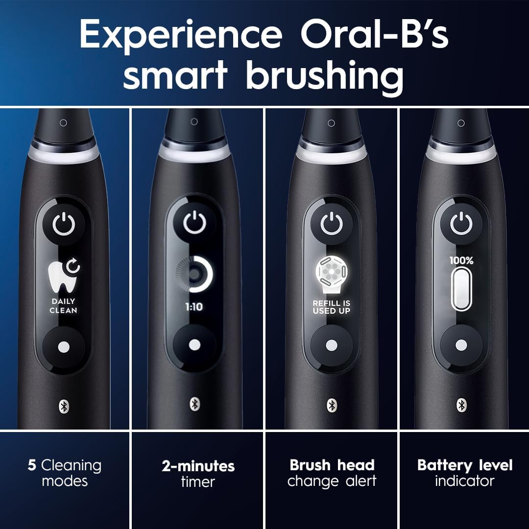 Oral-B iO Series 7 Electric Toothbrush with 2 Replacement Brush Heads, Black Onyx