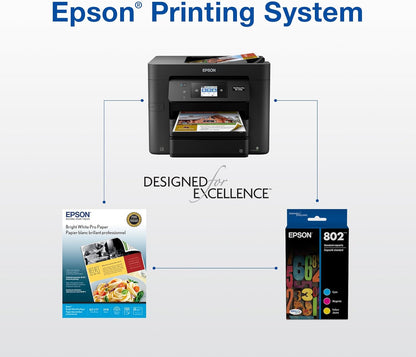EPSON 802 DURABrite Ultra Ink High Capacity Black & Standard Color Cartridge Combo Pack (T802XL-BCS) Works with WorkForce Pro WF-4720, WF-4730, WF-4734, WF-4740