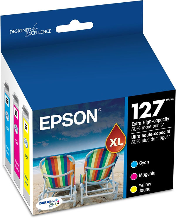 EPSON 127 DURABrite Ultra Ink Color Combo Pack For NX-530, NX-625, WF-3520, WF-3530, WF-3540, WF-545, WF-60, WF-630, WF-633, WF-635, WF-645, WF-7010, WF-7510, WF-7520, WF-840, WF-845