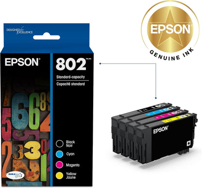 EPSON 802 DURABrite Ultra Ink Standard Capacity Black & Color Cartridge Combo Pack (T802120-BCS) Works with WorkForce Pro WF-4720, WF-4730, WF-4734, WF-4740