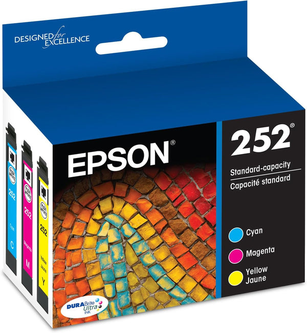 EPSON 252 DURABrite Ultra Ink Standard Capacity Black & Color Cartridge Combo Pack (T252120-BCS) Works with WorkForce WF-3620, WF-3640, WF-7110, WF-7610, WF-7620, WF-7710, WF-7720, WF-7210